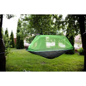 Hamac de Camping Dublu (2 persoane), 200 x 100 cm + Plasa de tantari, culoare Verde - Image 3