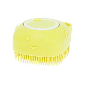 Perie din silicon cu dozator de sampon pentru spalare caini sau pisici, 7,5 x 7,5 cm, culoare galben - Image 6