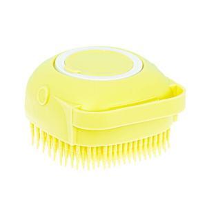 Perie din silicon cu dozator de sampon pentru spalare caini sau pisici, 7,5 x 7,5 cm, culoare galben - Image 3