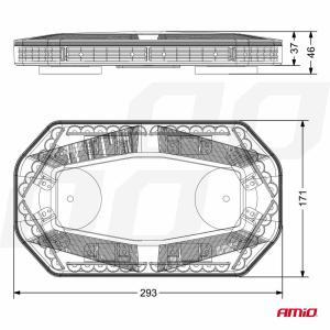 Rampa luminoasa girofar, culoare Orange, alimentare 12/24V, 48 LED-uri, protectie IP56, montaj cu magnet - Image 9