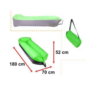 Saltea Autogonflabila "Lazy Bag" tip sezlong, 185 x 70cm, culoare Negru-Verde, pentru camping, plaja sau piscina - Image 3