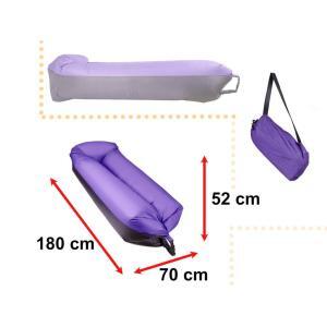 Saltea Autogonflabila "Lazy Bag" tip sezlong, 185 x 70cm, culoare Negru-Violet, pentru camping, plaja sau piscina - Image 3