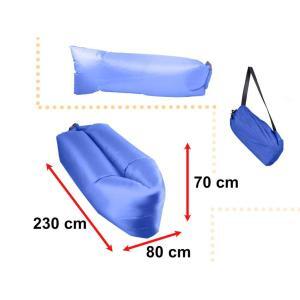 Saltea Autogonflabila "Lazy Bag" tip sezlong, 230 x 70cm, culoare Bleumarin, pentru camping, plaja sau piscina - Image 3