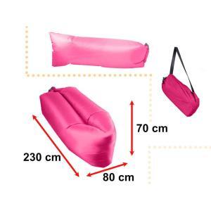 Saltea Autogonflabila "Lazy Bag" tip sezlong, 230 x 70cm, culoare Roz, pentru camping, plaja sau piscina - Image 3