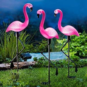 Set 3 x Lampa Solara estetica exterioara de gradina model "Flamingo"