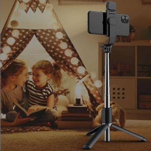 Set 3in1, Selfie Stick cu Lampa LED si Trepied, conectare Bluetooth, alimentare USB - Image 5