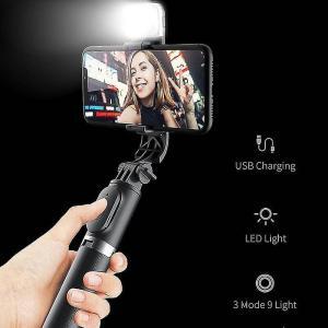 Set 3in1, Selfie Stick cu Lampa LED si Trepied, conectare Bluetooth, alimentare USB - Image 4