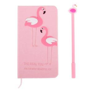 Set Cadou pentru Copii, Caiet cu Flamingo finisat cu piele ecologica + Pix cu Flamingo - Image 3