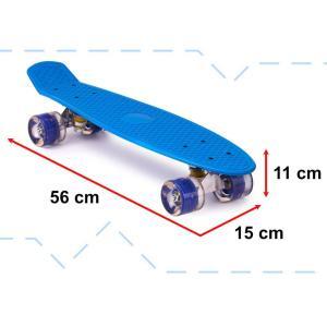 Skateboard Penny Board pentru copii cu roti din cauciuc, iluminate LED, culoare Albastra - Image 3