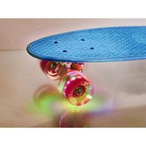 Skateboard Penny Board pentru copii cu roti din cauciuc, iluminate LED, culoare Albastra - Image 5