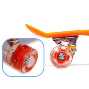 Skateboard Penny Board pentru copii cu roti din cauciuc, iluminate LED, culoare Orange - Image 4