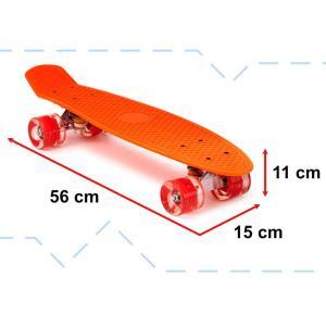 Skateboard Penny Board pentru copii cu roti din cauciuc, iluminate LED, culoare Orange - Image 3