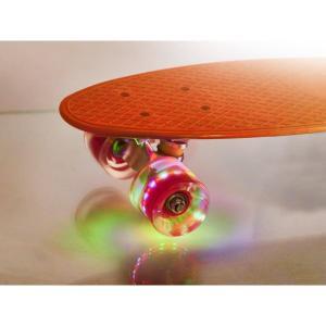 Skateboard Penny Board pentru copii cu roti din cauciuc, iluminate LED, culoare Orange - Image 5