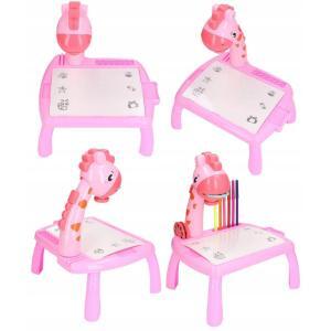 Masa Muzicala de Desen pentru copii cu Proiector, model Girafa, culoare Roz, 24 imagini, AVX-WT-222-2-PINK-GIRAFFE - Image 4