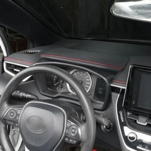 Banda decorativa pentru interiorul vehiculului, lungime 2m, din piele ecologica, culoare Neagra + cusatura Rosie - Image 6