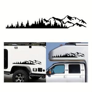 Set 2 stickere autoadezive pentru vehicule Off Road, model "Forest & Mountains", dimensiune 100 x 20 cm, culoare Neagra - Image 3