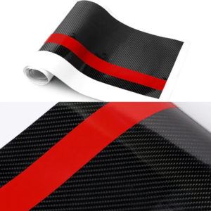 Sticker autoadeziv Tuning, model "Rally Stripe Carbon 3D", dimensiune 140 x 17 cm, culoare Negru/Rosu - Image 3