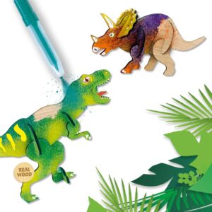 Set De Carioci Cu Aerograf Si Dinozauri De Lemn - Image 4