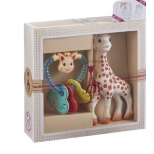 Set Cadou SOPHIEsticat Cu Girafa Sophie Si Zornaitoare Cu Inimioare