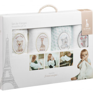 Set 4 Scutece Din Bumbac 70x70 cm Girafa Sophie