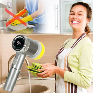 Perie electrica "5-in-1" cu 5 accesorii de curatare pentru baie, podea, rosturi faianta, piscina, cu afisaj cu LED si incarcare USB - Image 5