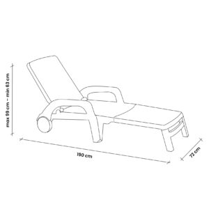Sezlong de Plaja sau Gradina, reglabil, dimensiune 190 x 60 x 72 cm, material plastic, culoare Negru - Image 4