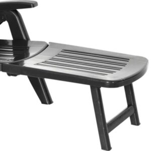 Sezlong de Plaja sau Gradina, reglabil, dimensiune 190 x 60 x 72 cm, material plastic, culoare Negru - Image 3