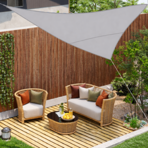 Umbrar de gradina triunghiular, impermeabil, culoare Gri, dimensiune 3 x 3 x 3 m