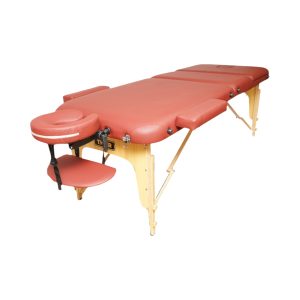 Masa de masaj pliabila, 3 zone, cadru lemn, spuma 5cm, inaltime 55-76cm, piele ecologica, dimensiuni 60x213cm, culoare Burgundy - Image 3