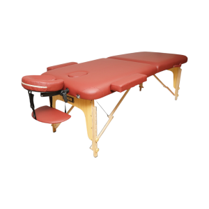 Masa de masaj pliabila, 2 zone, cadru lemn, spuma 5cm, inaltime 55-76cm, piele ecologica, dimensiuni 60x213cm, culoare Burgundy - Image 3