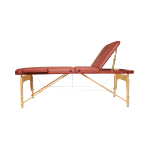 Masa de masaj pliabila, 3 zone, cadru lemn, spuma 5cm, inaltime 55-76cm, piele ecologica, dimensiuni 60x213cm, culoare Burgundy - Image 4