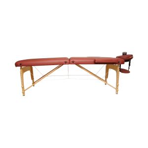 Masa de masaj pliabila, 2 zone, cadru lemn, spuma 5cm, inaltime 55-76cm, piele ecologica, dimensiuni 60x213cm, culoare Burgundy - Image 4
