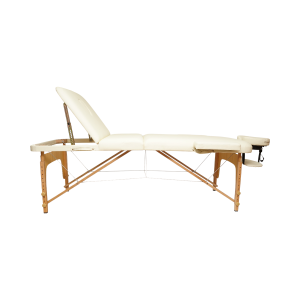 Masa de masaj pliabila, 3 zone, cadru lemn, spuma 5cm, inaltime 55-76cm, piele ecologica, dimensiuni 60x213cm, culoare Crem - Image 4