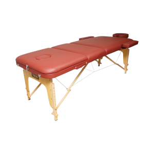 Masa de masaj pliabila, 3 zone, cadru lemn, spuma 5cm, inaltime 55-76cm, piele ecologica, dimensiuni 60x213cm, culoare Burgundy - Image 5