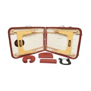 Masa de masaj pliabila, 2 zone, cadru lemn, spuma 5cm, inaltime 55-76cm, piele ecologica, dimensiuni 60x213cm, culoare Burgundy - Image 7