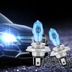 Set 2 becuri halogen H4 - P43 "HOD HI-POWER", putere 90/100W, lumina alba 5000K, 12V, imitatie xenon, cu mufe ceramice
