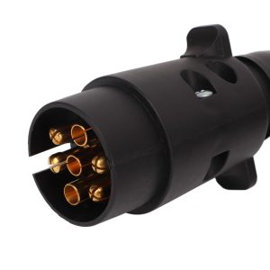 Cablu electric spiralat pentru remorca sau rulota cu 2 mufe Tata/Tata cu 7 pini, lungime 2.5m, culoare Neagra - Image 3