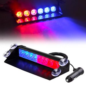 Lampa stroboscopica pentru parbriz. montaj cu ventuze, culori Rosu - Albastru, putere 8W, alimentare 12V - Image 6