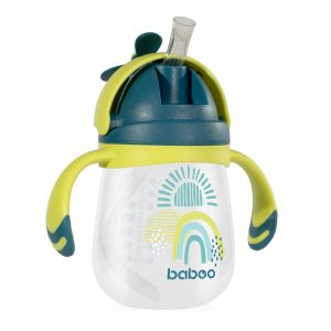 Cana Baboo cu tetina din silicon, Lagoon Fiesta, 240 ml, 9 luni+