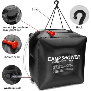 Dus solar suspendat pentru camping sau plaja, capacitate 40l, culoare Neagra - Image 4