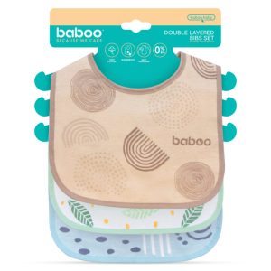 Bavete Baboo din bumbac dublu strat PEVA -set 3 bucati, Harmony, 0 luni+